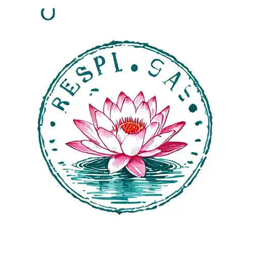 Postage Stamp With Water Lily Inside