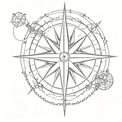 Compass Rose With Chains On The Forearm Part Of