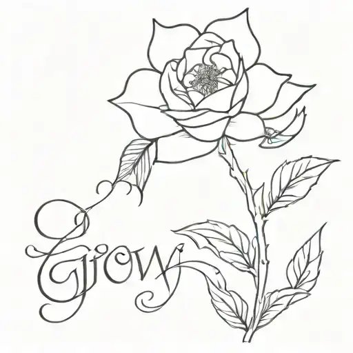 Learn And Grow With A Flower Coming Out Of The The Word Grow