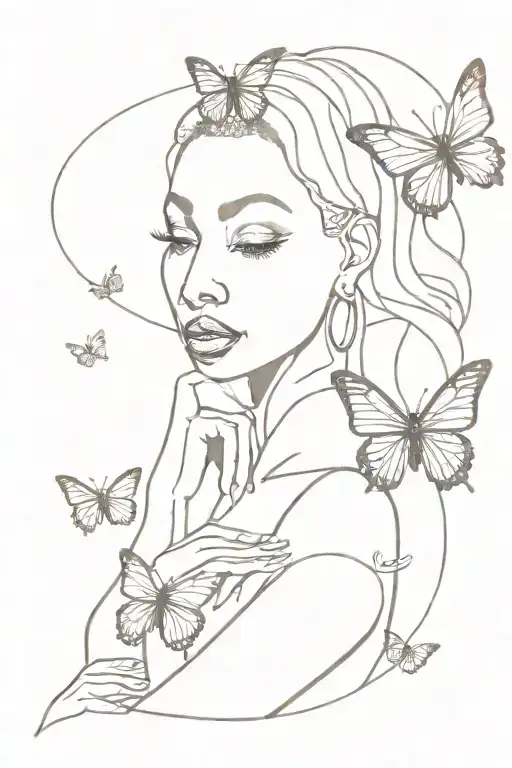 Schmetterling Frau Mandela Design With Elements