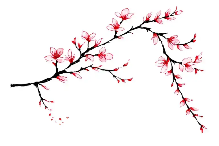 Cherry Blossom On Inner Bicep Minimalist All Around The Inner Bicep With Touch Of Red
