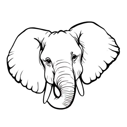 Elephant Half Head Minimalist One Line Drawing