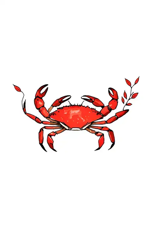 Crab With Red Leaves