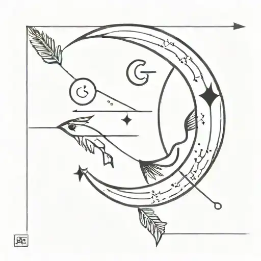 Arrow With Moon And Sun And Ying Yang