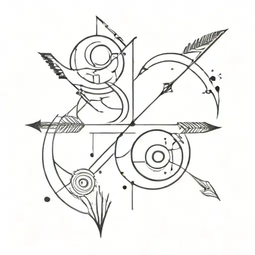 Arrow With Sun And Moon And Ying Yang