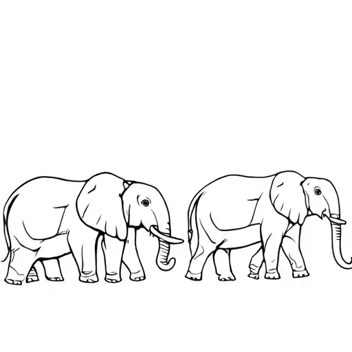 4 Elephants Walking But One Is Off To The Side But Each Elephant Has An Initial Under
