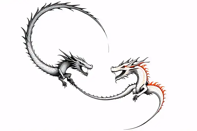 Two Dragon Flying Away