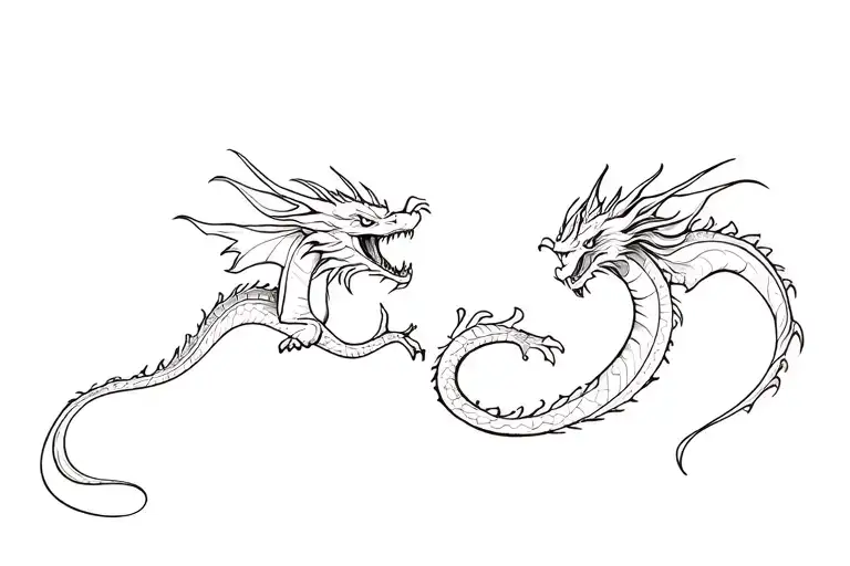 Two Dragon Flying Away