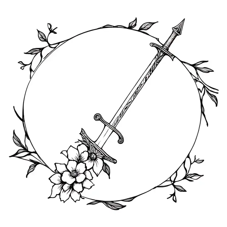 Sword With Flowers Intertwined
