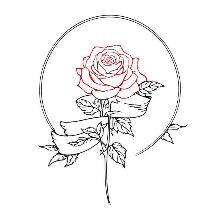 Rose And Banner Tattoo Design Combining Elements