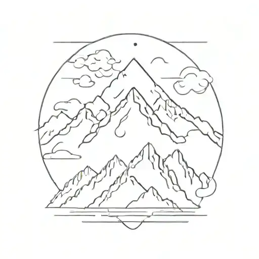 One Single Line Heartbeat Transisting To Mountain Peak