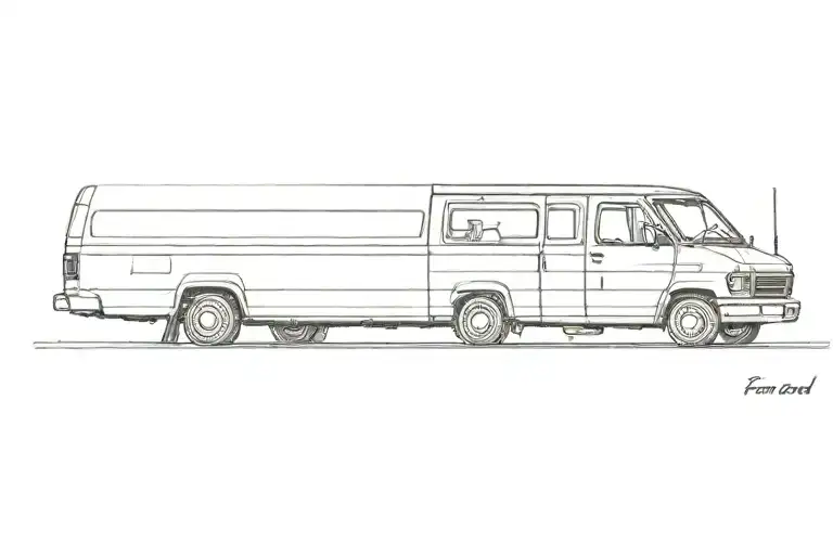 One Line Drawing Of A Ford Econovan From 1998
