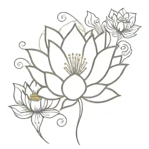 Lotus Flower With Phoenix And Flowers