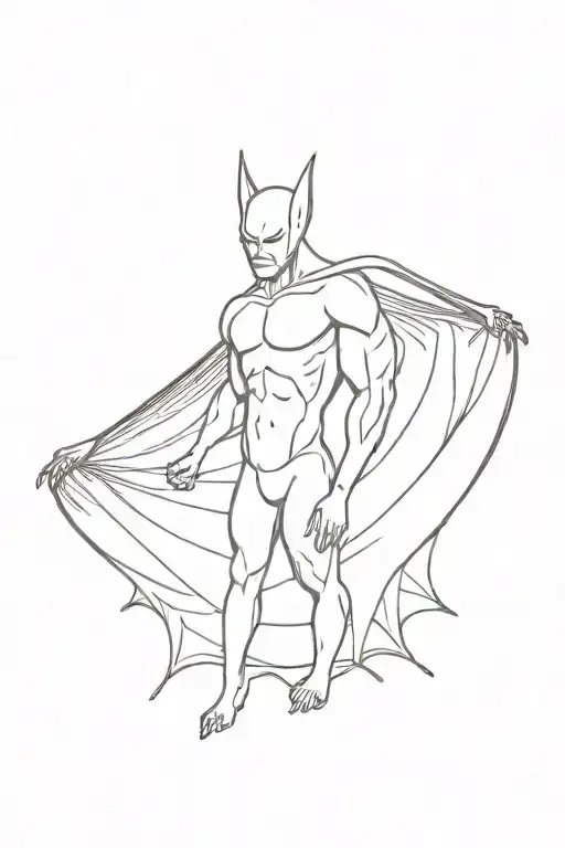 Bat Human With Muscular Body With Wings Made