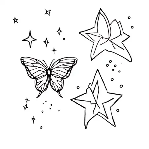 Butterfly And Stars Shining