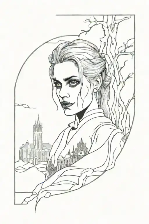 Gothic Tattoo With Horror Movie Scene