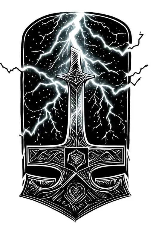 Mjolnir With Lightening Storm