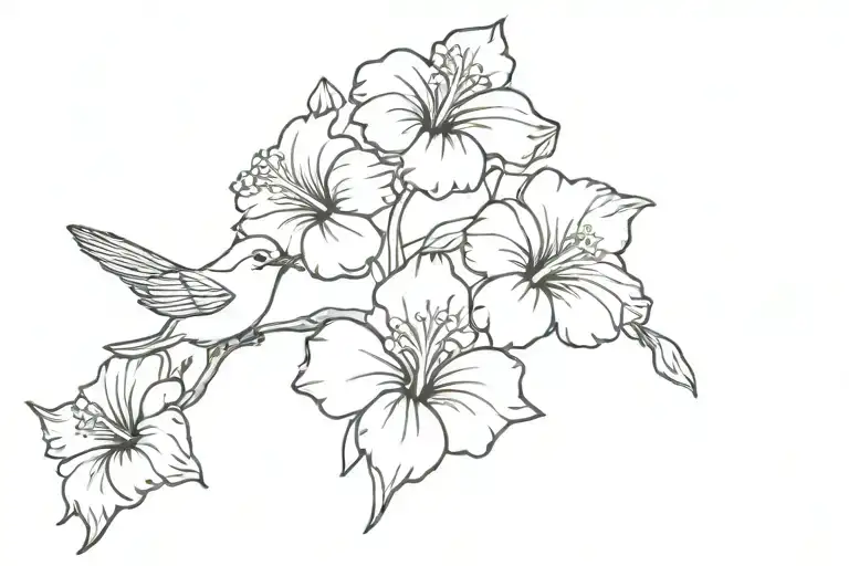 Birds And Hibiscus Flowers