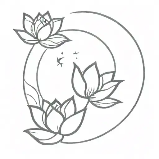 Moon And Lotus Flower