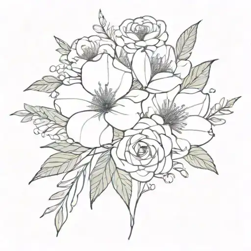 Birthflower Bouquet Hart Around Fineline Flower Bouquet