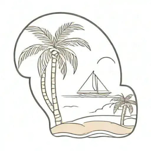 Beach Scene With Palm