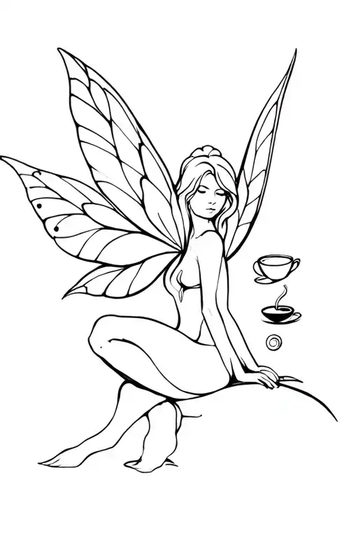 Coffee Fairy Sitting On Leaf