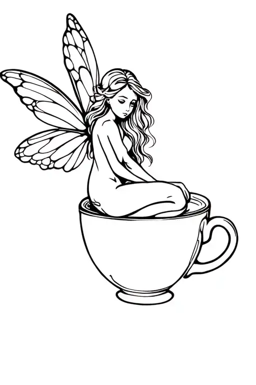 Fairy Sitting In A Coffee Cup