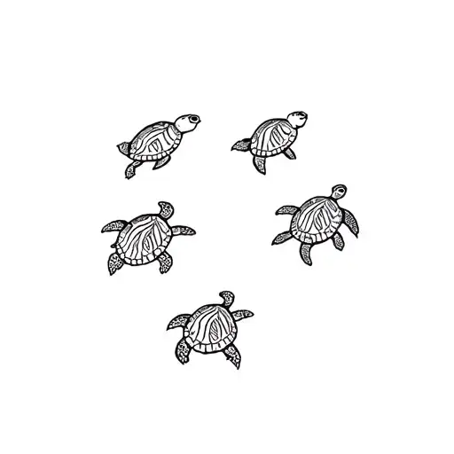 3 Turtles Swimming Together