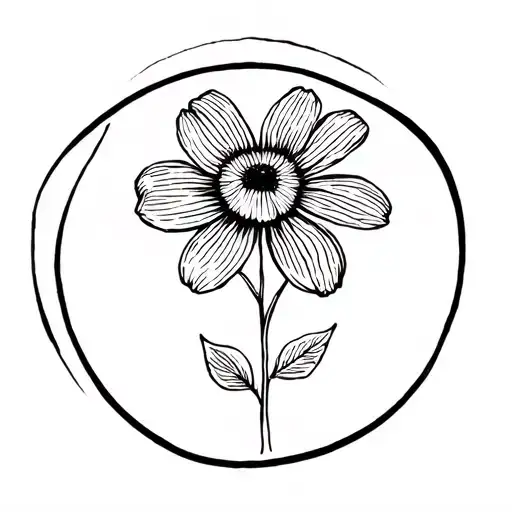 Fingerprint With Flower In Line Fine Black