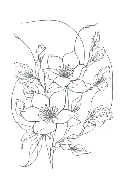 Fine Line Flowers Blooming