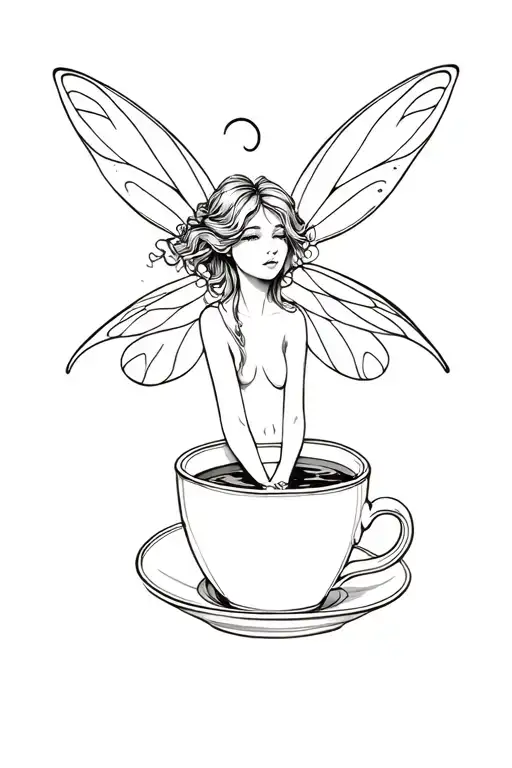 Fairy Laying In A Coffee Cup