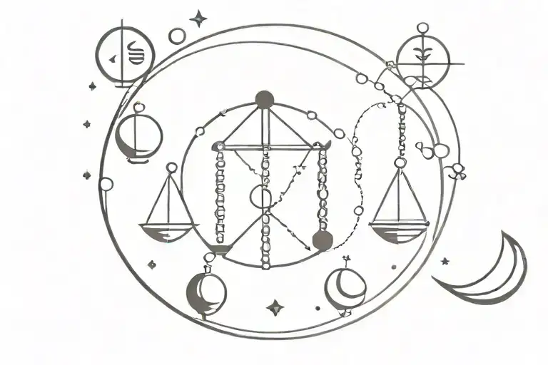 Libra Sign And Moon Phases Intertwined
