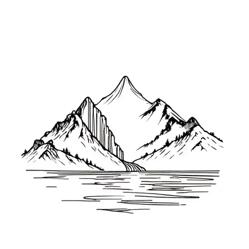 Waterfall And Mountain