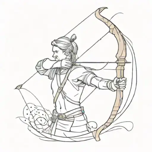 Tattoo Of A Minimalist Archer In Fineline Style And Dot Work
