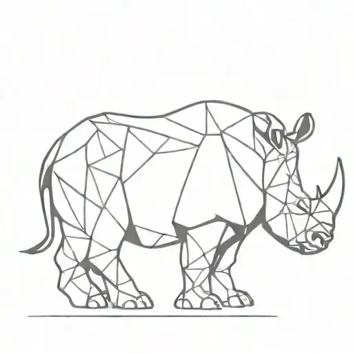 A Side View Of A Geometric Rhino
