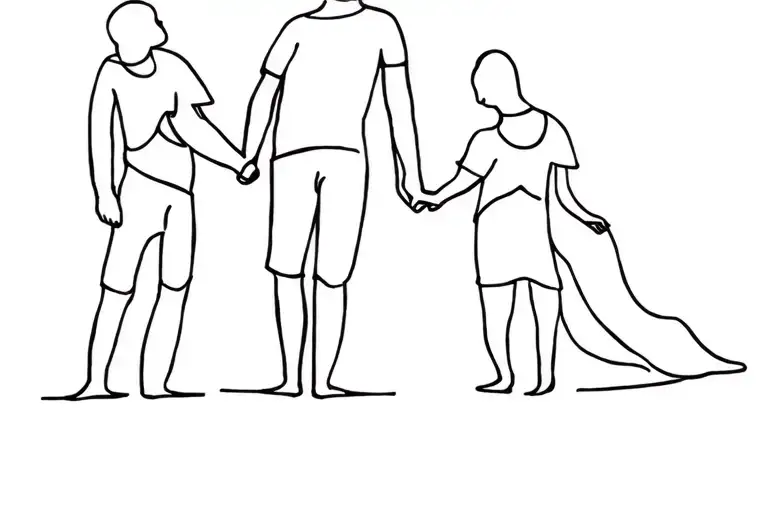 2 Sons Holding Mums Hand Holding