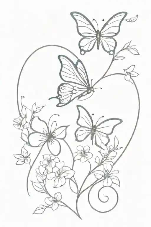 Butterfly Flowers Heart