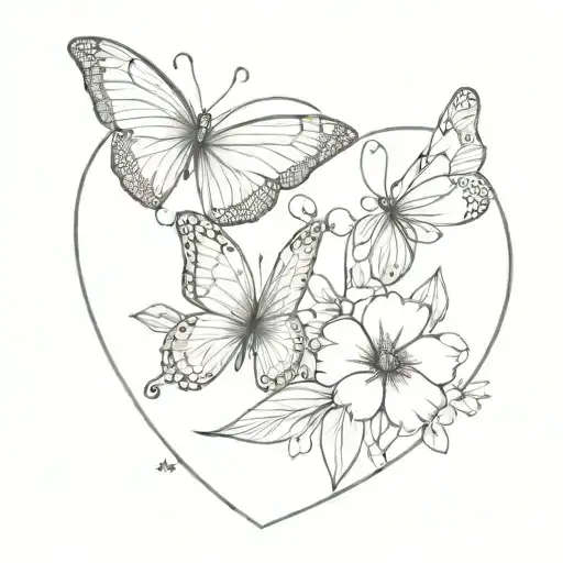 Butterfly Flowers Heart