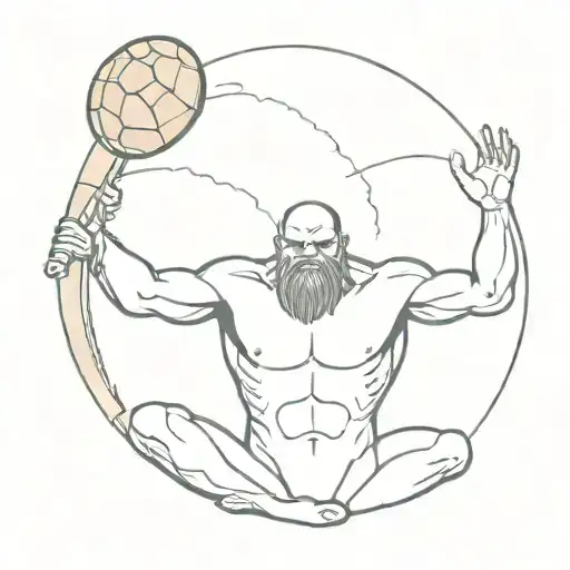 Atlas The Titan From Greek Mythology Lifting The Earth Shaped Like A Sea Turtle Over His Head