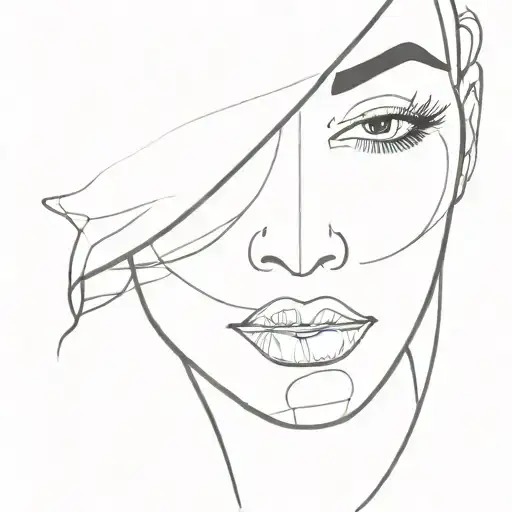 Line Work Outline Side Of Black Womans Face