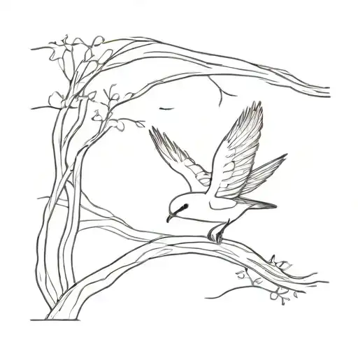 Bird And River Flowing