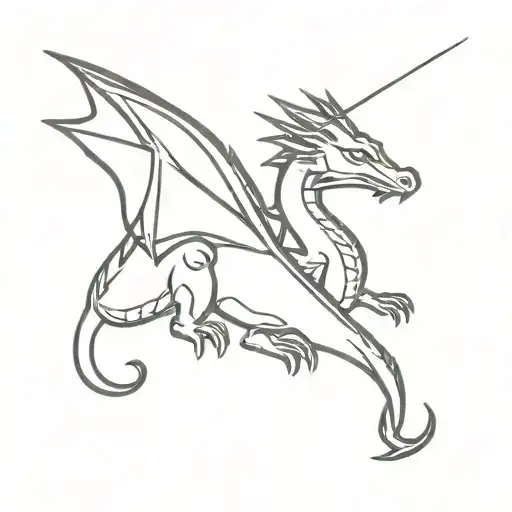Black Minimalistic Little Dragon Tattoo Design