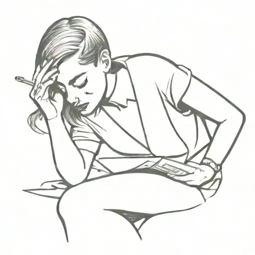 Woman Smoking Holding Newspaper