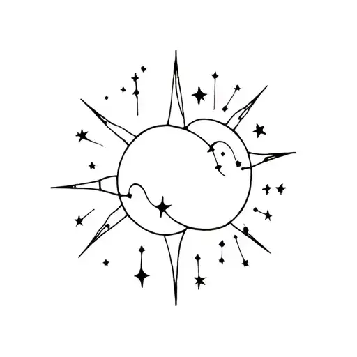 Sun Celestial Tattoo With Pisces Star Constellation