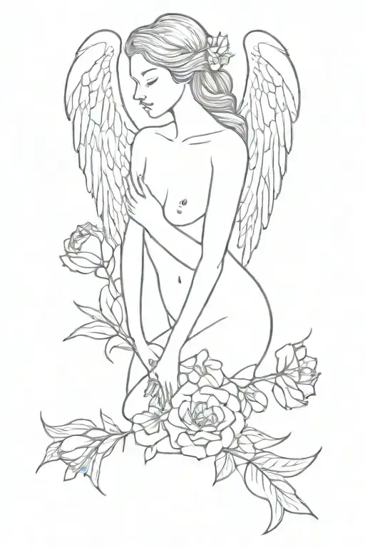 Winged Angel Give A Flowers