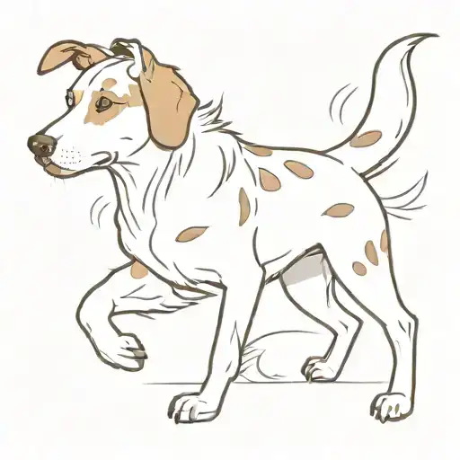 Dog With Brown And White Spotted Ear With Gust Of Wind Going Past