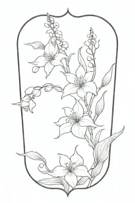 Larkspur And Lily Of The Valley Flower Intertwined