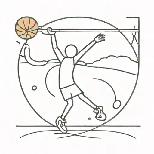 Stick Figure Man Shooting A Basketball