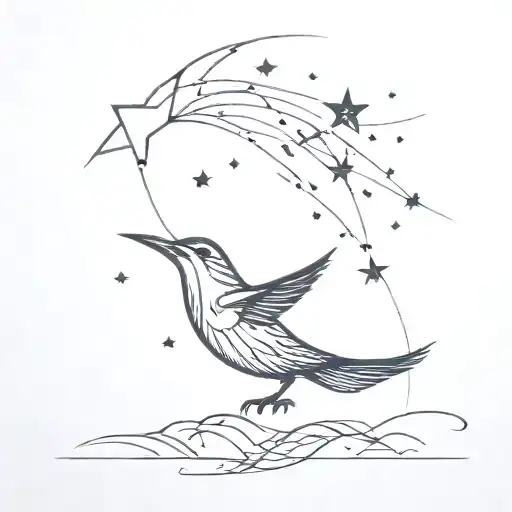 Star And Lightning And Galaxy Bird On One Side
