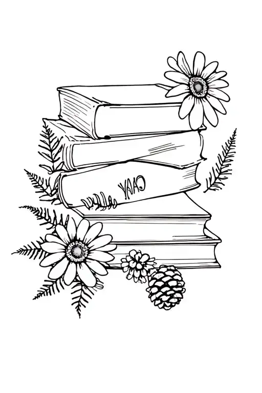 Books And Daisys And Pinecones And Ferns
